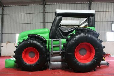 China Groene van de het Huis Opblaasbare Tractor van de Kleuren Volwassen Sprong Genaaide de Uitsmijter Dubbele Lijn fabriek